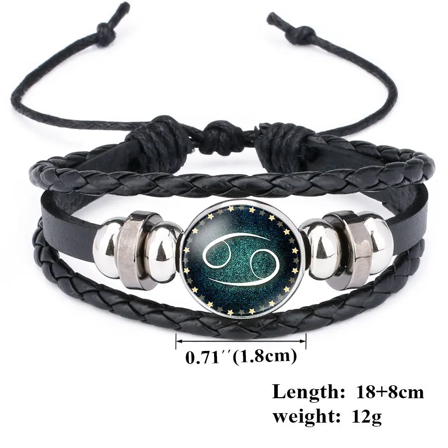 Luminous 12 Constellation Sign Bracelet For Women Men Zodiac Charm Braided Rope Chain Bangle Fashion Birthday Jewelry Gift