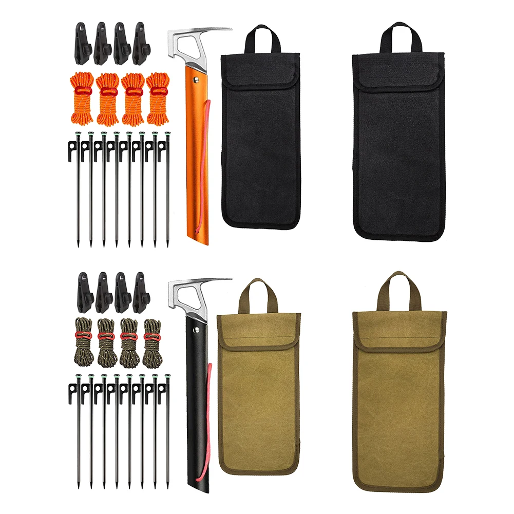 18 قطعة 11.8 بوصة خيمة معدنية حصص مع عاكس التخييم حبل التخييم خيمة ترحال اكسسوارات للتخييم التنزه حديقة الأرض