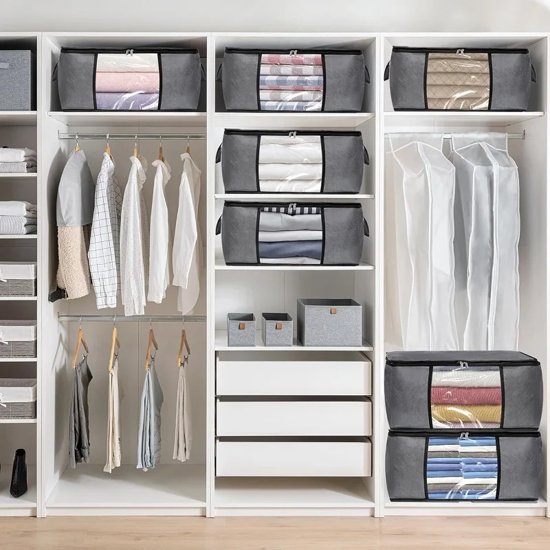 Aufbewahrungstasche, große Kapazität, Steppdecke, Kleidung, Decke, Aufbewahrungstaschen, faltbar, feuchtigkeitsbeständig, staubdicht, Schlafzimmer, Schrank, Kleidung, Organizer – Detail 2