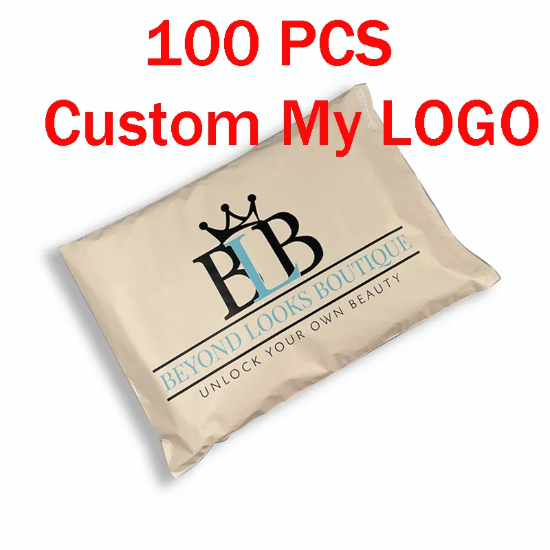 Custom Logo Printed Express Recycled Black Virgin PE Courier Bag Clothes Shipping Package Envelope Self Adhesive Poly mailer Bag