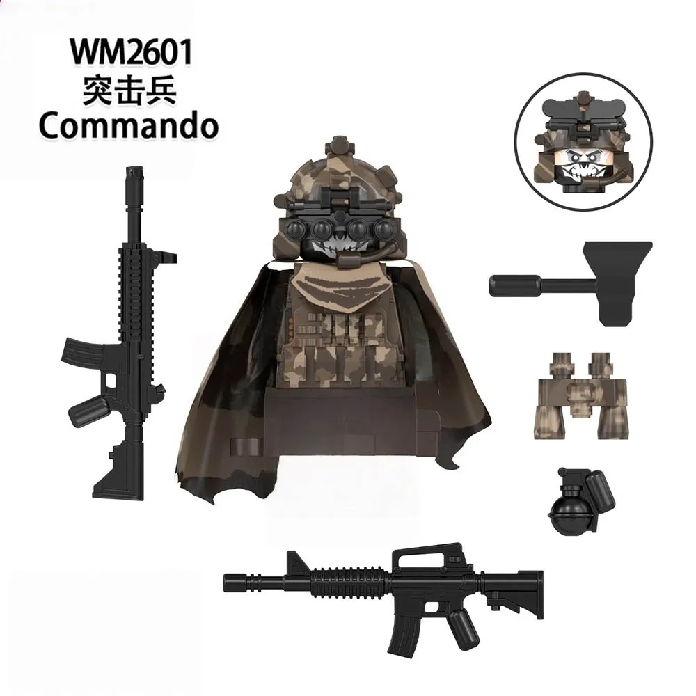 WM6147 WM6168 ミリタリーシリーズ SWAT 特殊部隊ビルディングブロックコマンドー兵士市警察キャップミニアクションフィギュアおもちゃ