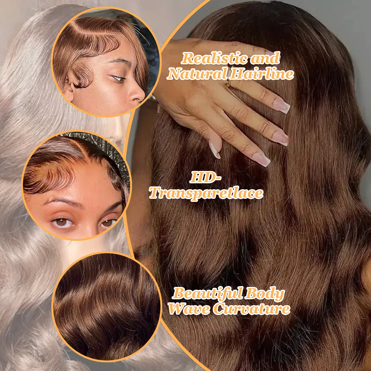 شعر مستعار بدانتيل أمامي شفاف عالي الدقة 13 × 6 بطول 36 بوصة وكثافة 220% # 4 باروكات شعر بشري برازيلي حقيقي بلون الشوكولاتة للنساء