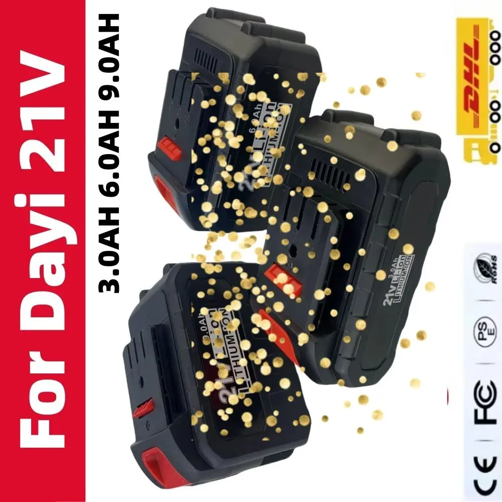 Rechargeable Lithium-Ion Power Tool Battery for Dayi 21V Fast Charging 3000mAh 6000mAh 9000mAh High Capacity Tool Battery