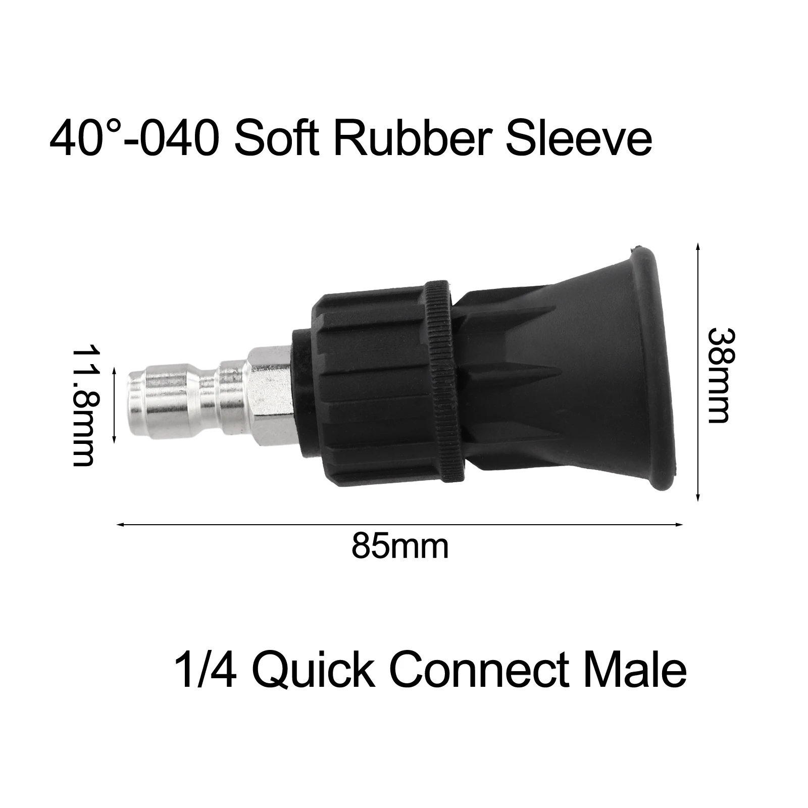 

Насадка для мойки высокого давления из нержавеющей стали с 40-градусным распылением и прорезиненной защитой от брызг и безопасности