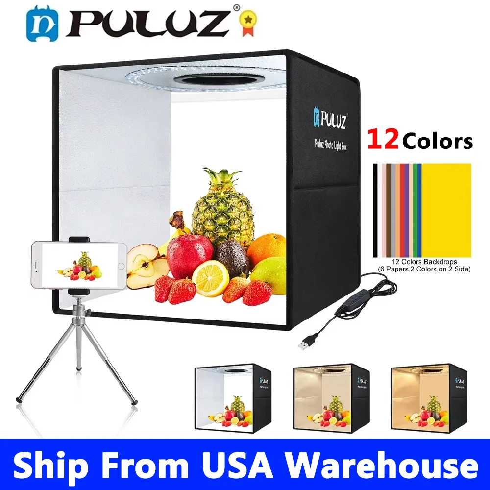 PULUZ Photo Studio Light Box 30/40CM,Portable Lightbox For Photography,Photo Studio Shooting Tent Box Kit 6/12 Colors Background