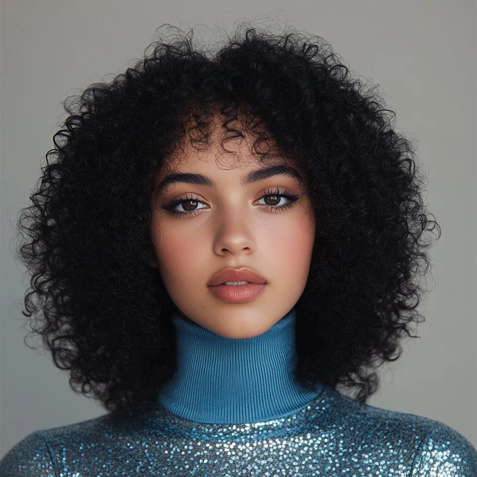 Sleek Curly Human Hair Wigs For Women Short 100% Real Ready To Wear Curly Hair Wigs With Bangs P4/30 Brown Colored Hair Wigs