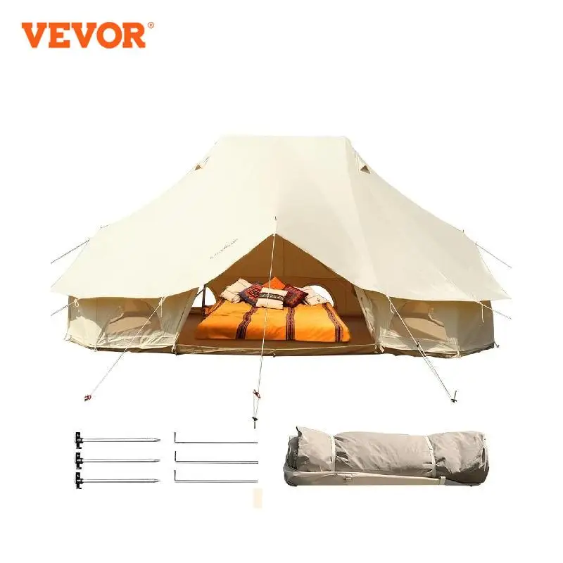 

VEVOR 8-12 человек палатка-колокольчик холст юрта палатки 19,7x13,1x9,8 футов холст палатка бежевый для кемпинга семейная палатка мероприятия свадьбы