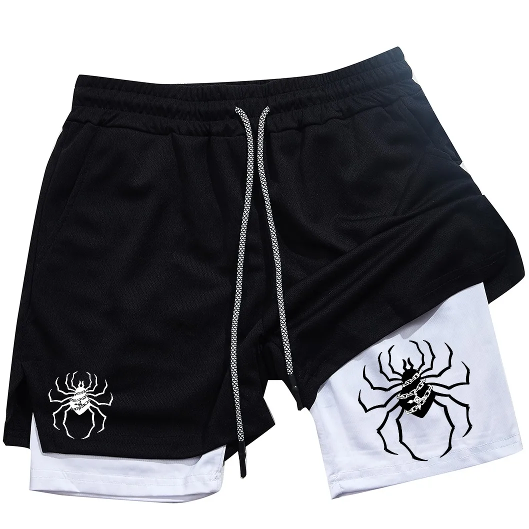 Anime Hunter x Hunter Performance Shorts for Men Breathable Spider Gym Shorts Summer Sports Fitness Workout Jogging Short Pants