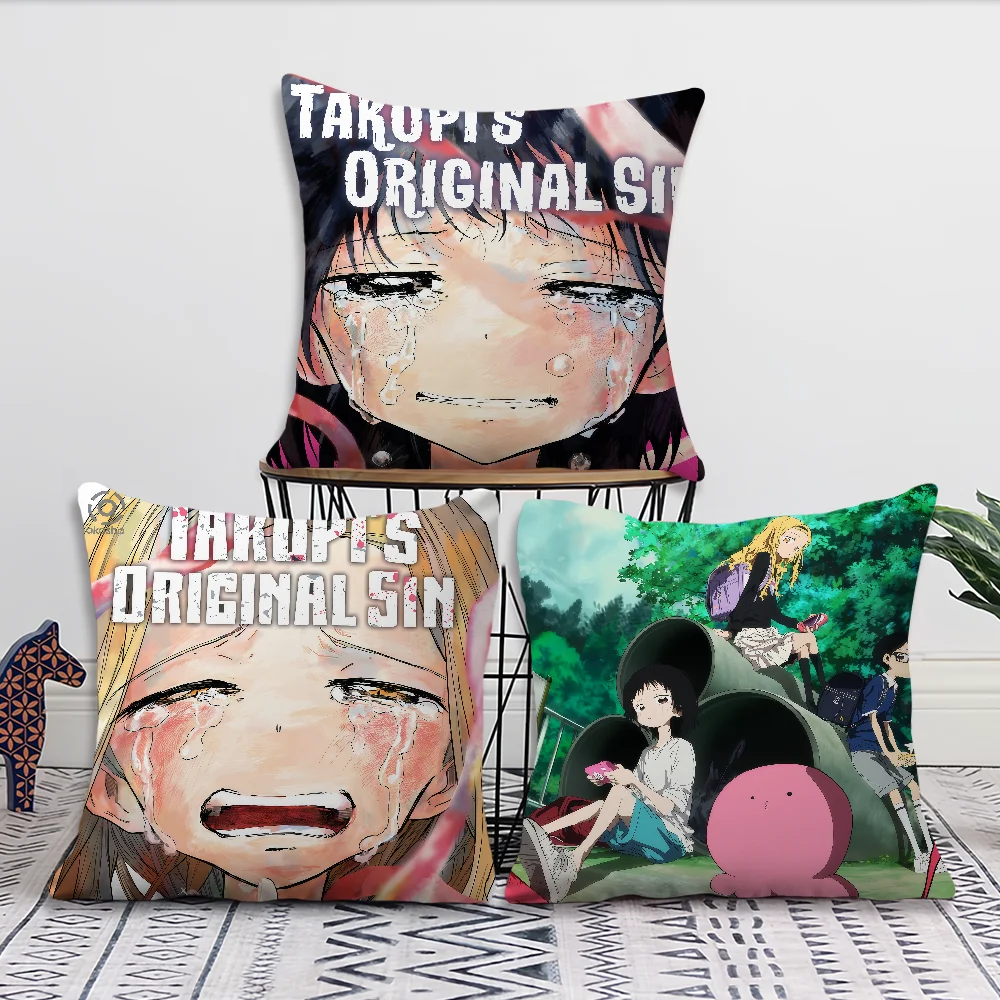 anime manga Comfortable t-Takopis soft Pillow Sin Case for Sofa Living Room Home office Decor Original Protective Covers