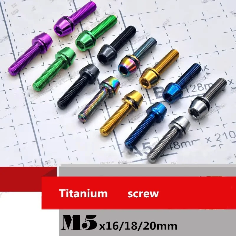 6pcs Bicycle stem titanium stem m5x16/m5x18/m5x20 full titanium screw stem fixed