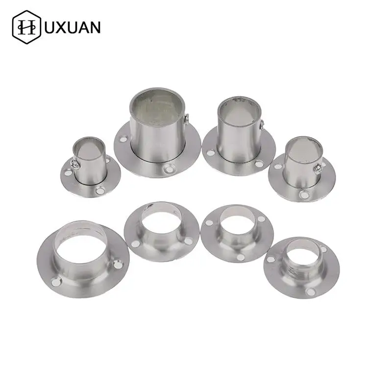 Stainless Steel Flange Seat Wardrobe Curtain Cloth Rod Seat Round Tube Seats Bracket Household Furniture Hardware Towel Holder