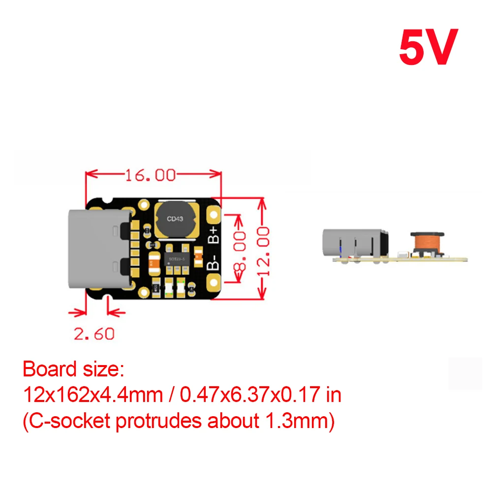 وحدة متكاملة لتفريغ الشحن 4.2 فولت 4.35 فولت 5 فولت من النوع c