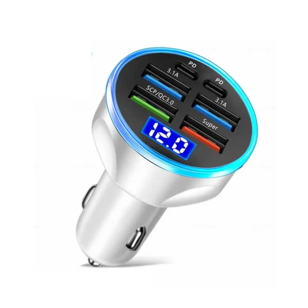 66W 6 Ports Car Charger Fast Charging PD QC3.0 USB C Car Phone Charger Type C Adapter In Car For IPhone J2L5