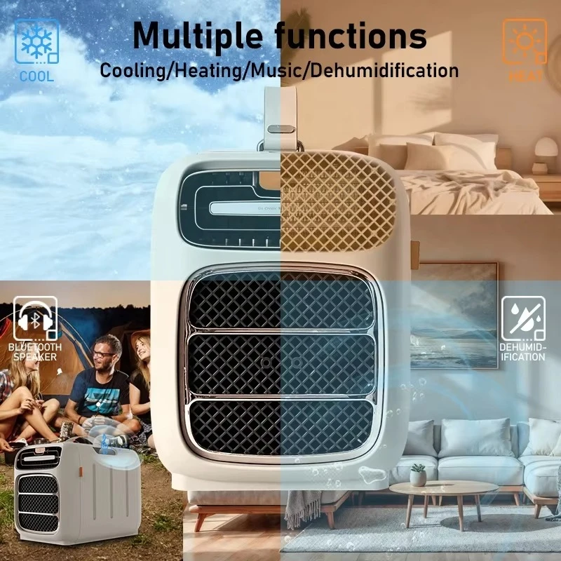 Portable 110v/220v Mini Car Air Conditioner Remote Control for Outdoor Multiple Power Sources Including DC