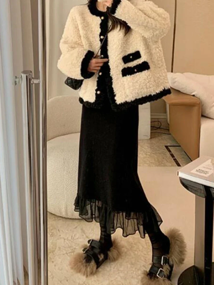 

Skirts Women Fashion New Design Patchwork Spring High Waist Simple A-line Temperament Office Ladies All-match Knitwear Ins Retro