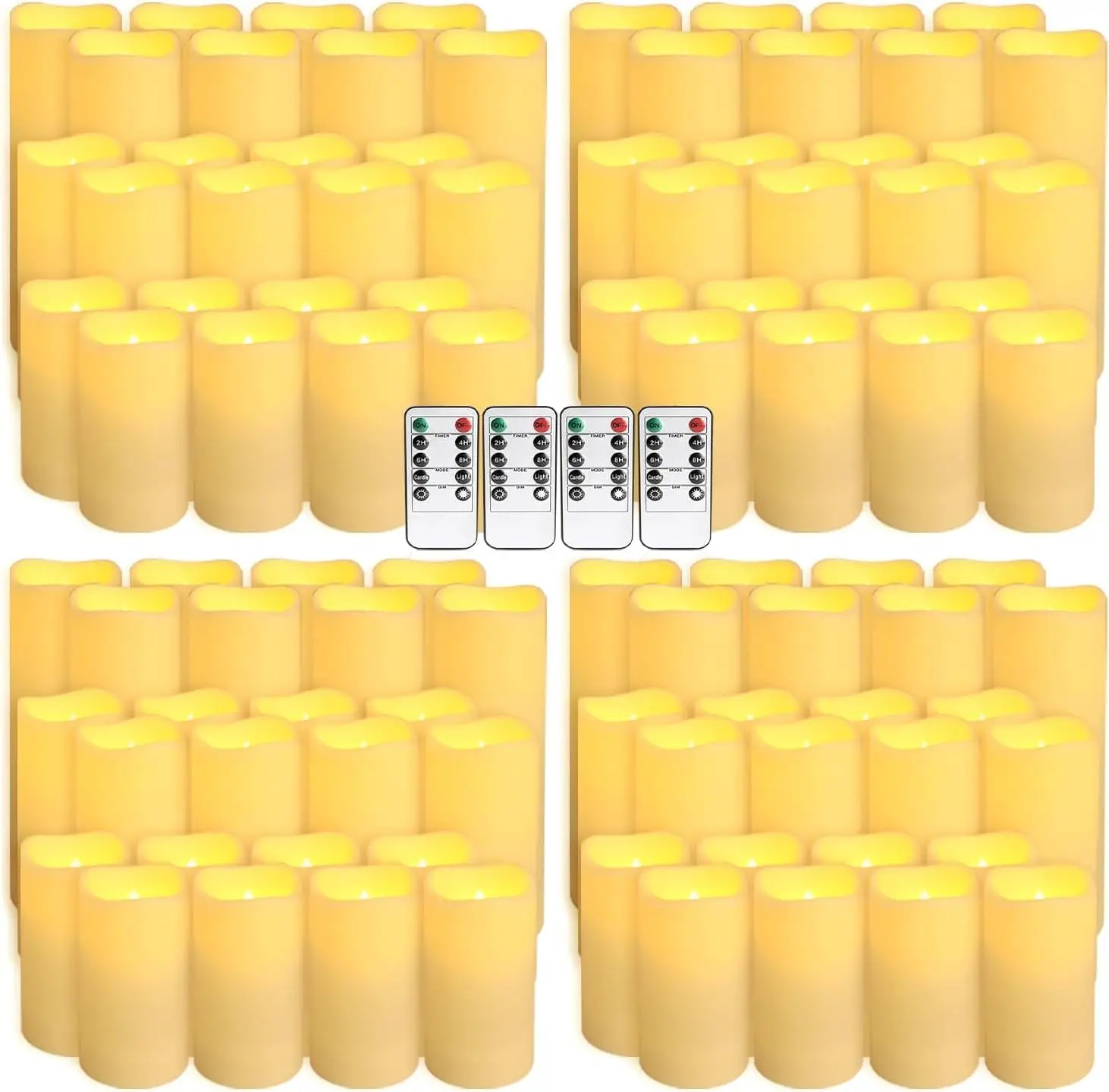 Set of 96 Waterproof Outdoor Flameless Candles, LED Candles with 4 Remote and Timer,(H 4