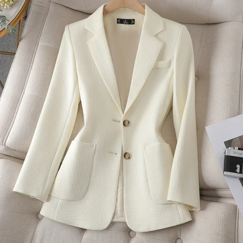 Weiße Frauen Anzug 1 Stück Blazer weibliche Jacke Frühling Büro Dame Business Arbeit tragen Mädchen Mantel formale hochwertige Ballkleid