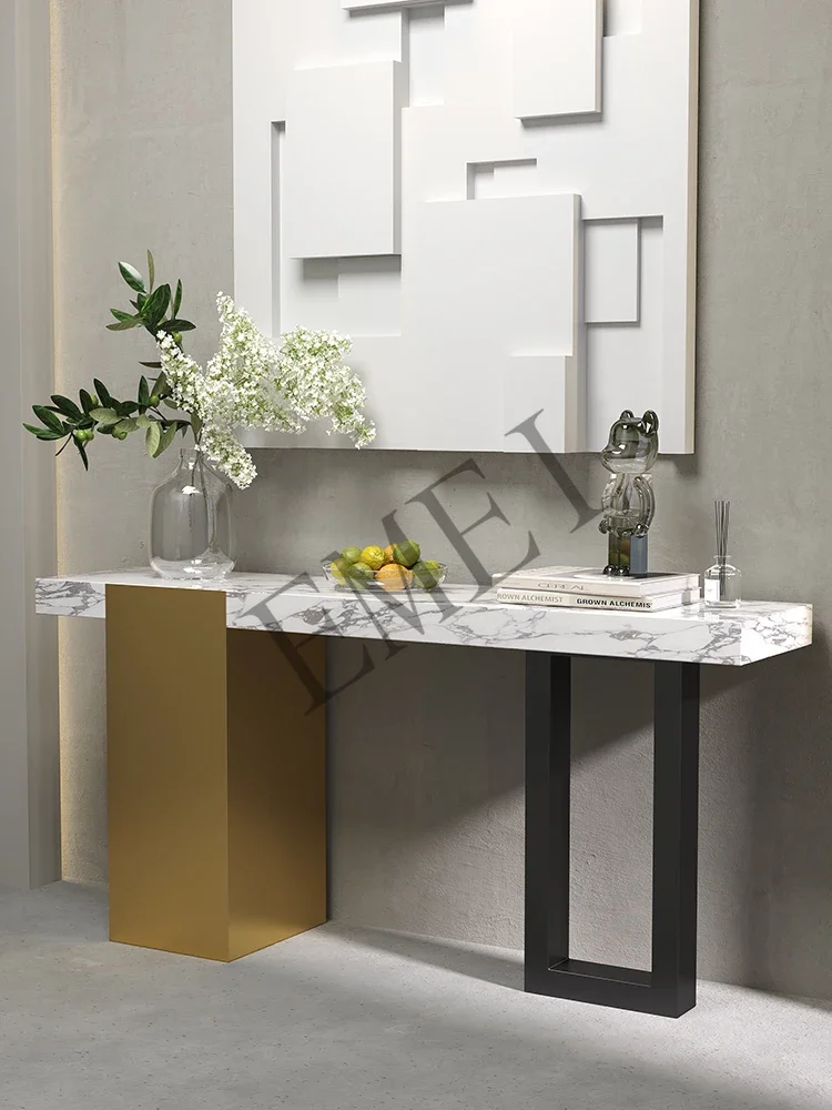 Italian light luxury marble slate entrance table ultra-narrow entrance table villa hotel corridor art case end view table