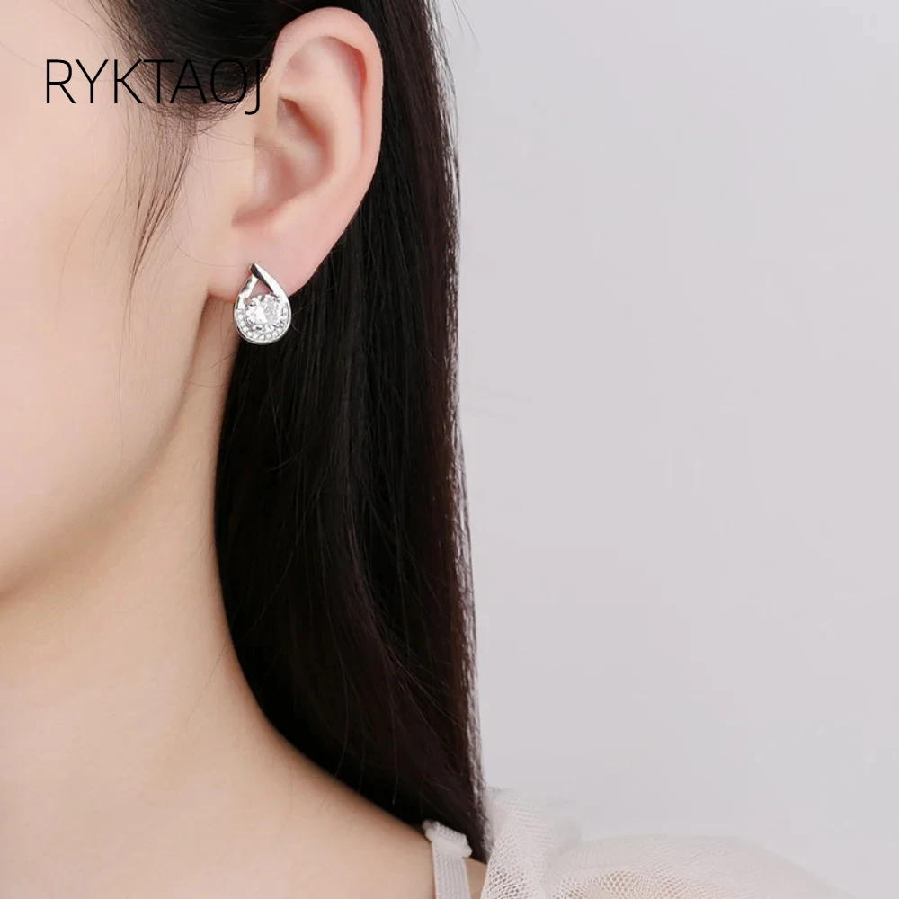 925 Sterling‑Silver Teardrop Huggie Earrings for Women, AAAAA‑Grade Cubic Zirconia Halo Hoop Earrings, Fine Party Jewelry Gift