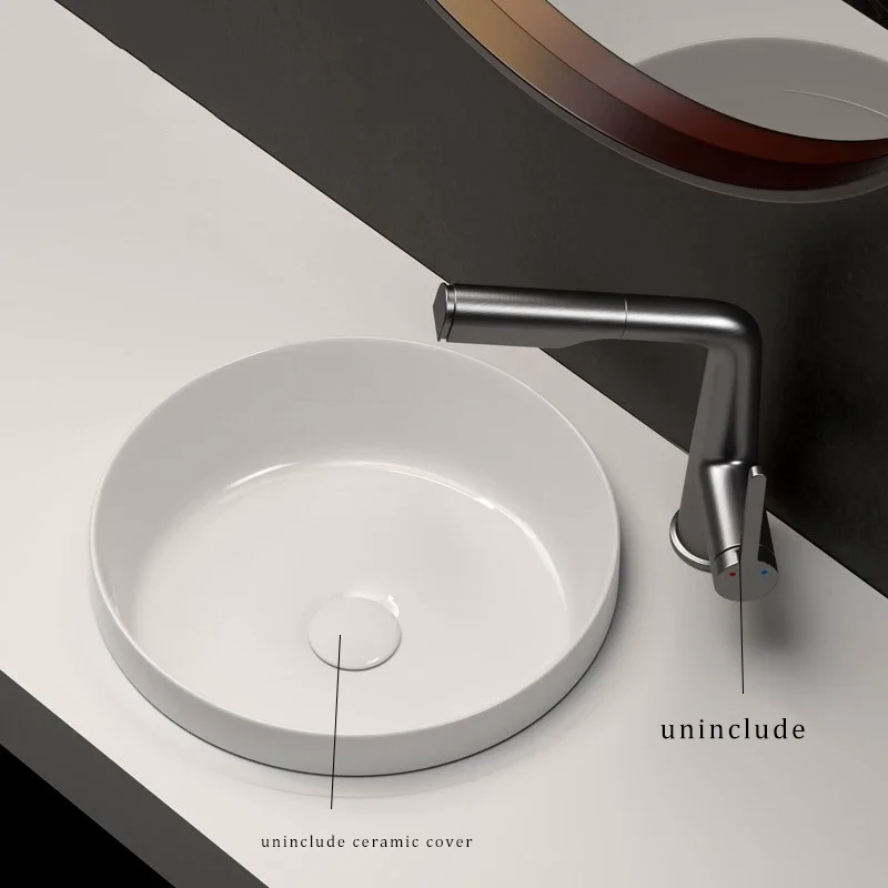 

Elegant Ceramic Vessel Sink, Round Appearance, Built-In Design Ceramic Washbasin - Ideal for Modern Bathroom Fixtures, Suitable for Dressing Rooms, Vanities, and Bathrooms