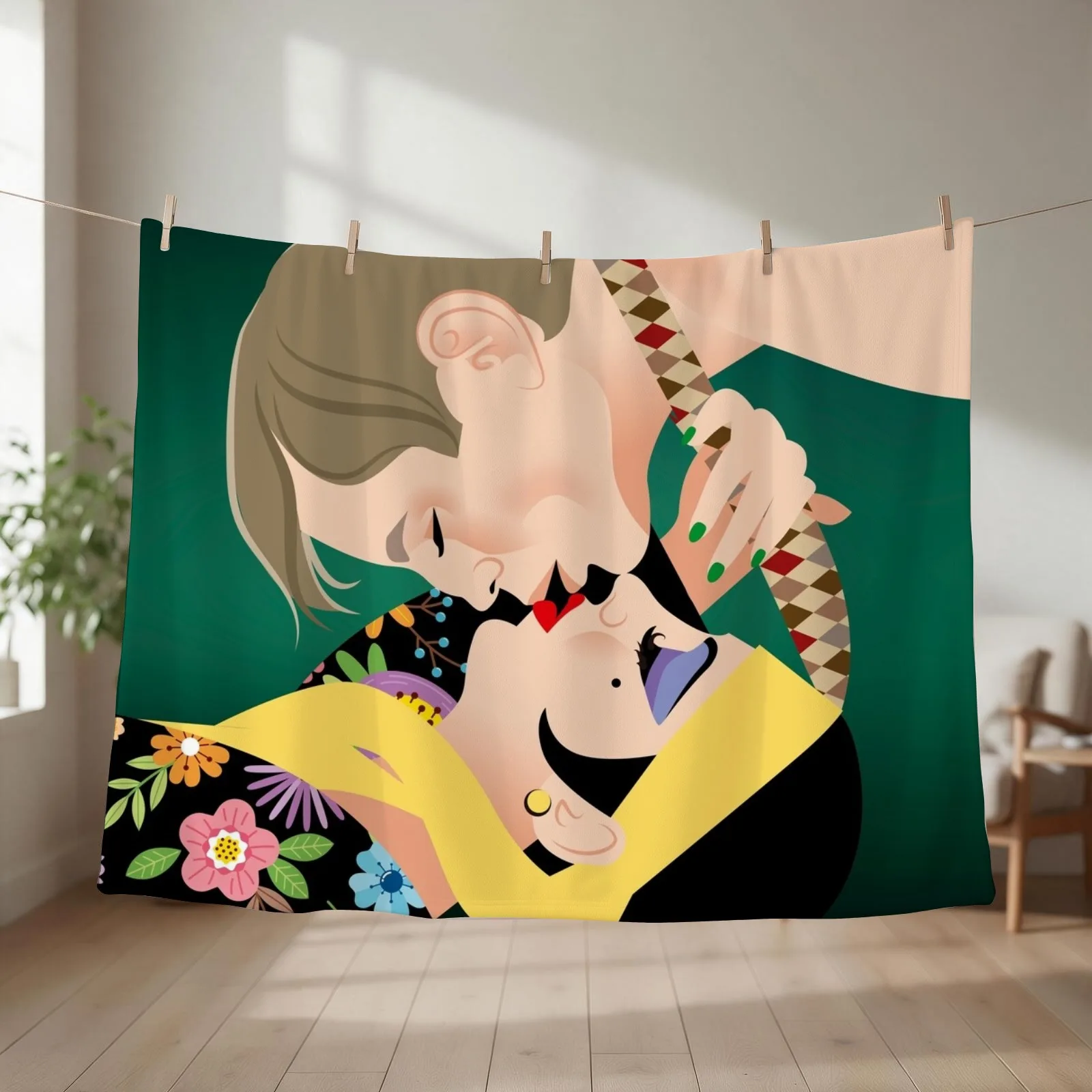 Upside down kiss Throw Blanket couch cozy soft plush fuzzy picnic outdoor blanket