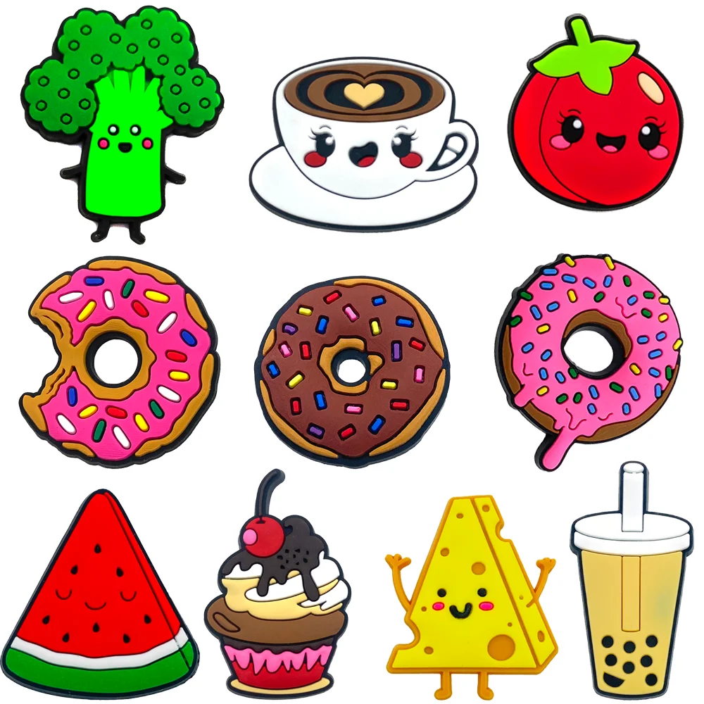 1Pcs Food Series Shoe Charms for doughnut Sandals Decorations PVC Shoe Accessories For Christmas Birthday Gift Party