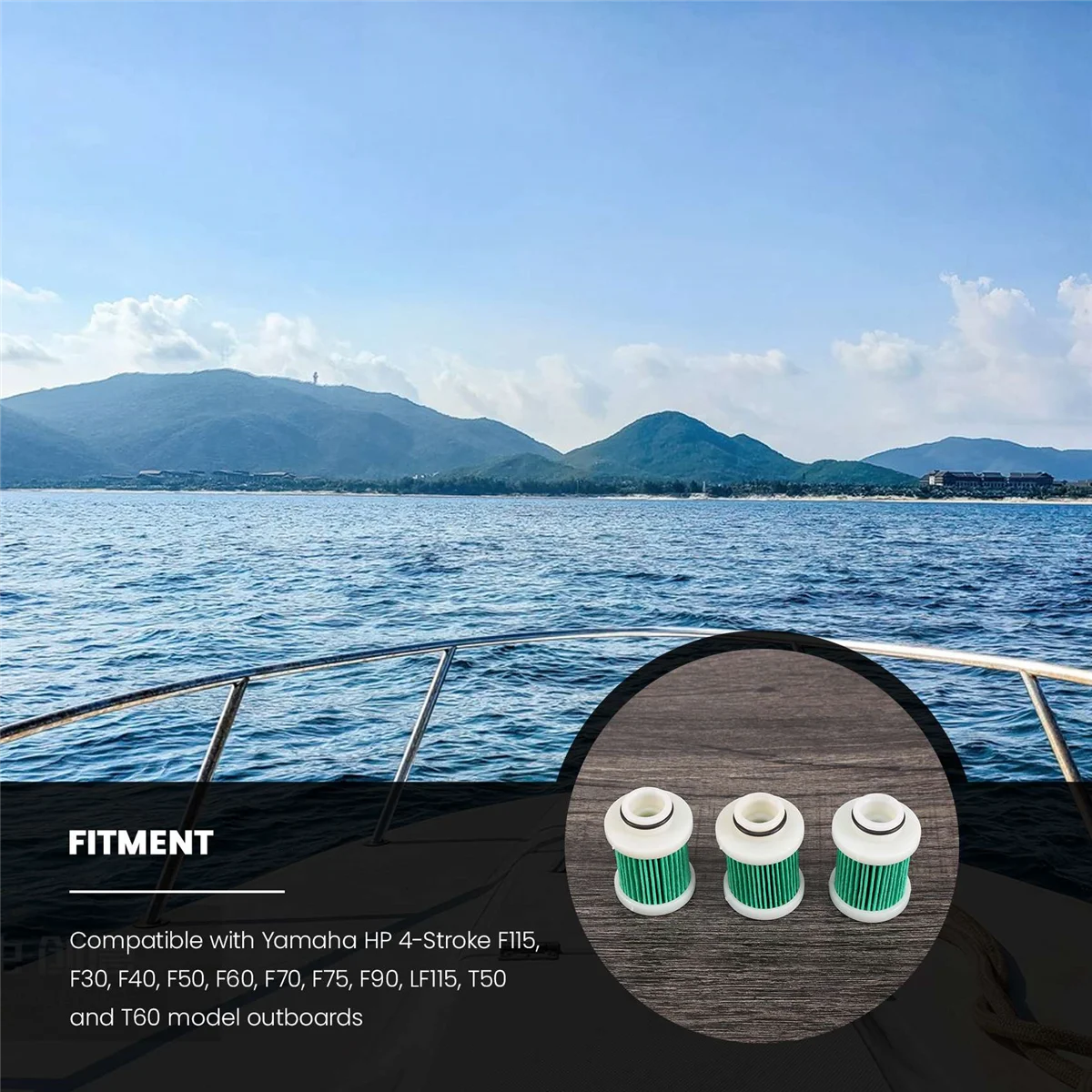 야마하 시에라 18-79799 F50-F115 1 차 연료 필터, 6D8-WS24A-00-00, 3 개