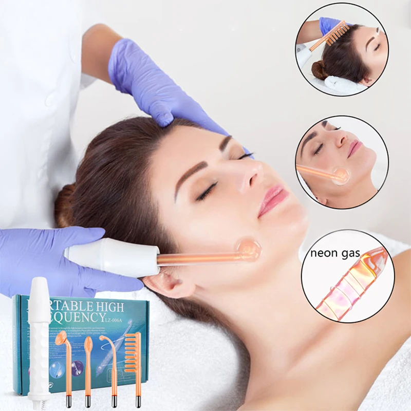 Instrumento de electroterapia reafirmante para el cuidado Facial, sonda 4 en 1, máquina Facial de alta frecuencia, tratamiento, terapia de belleza, varita