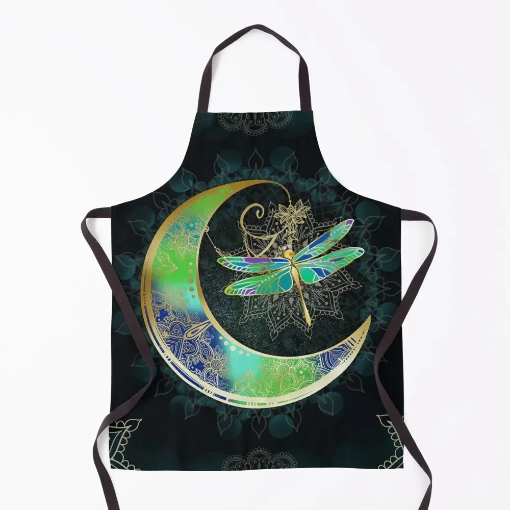 Dragonfly Mandala Love You To The Moon Apron For Kitchen Women Kids Kitchen Handle For Women Apron