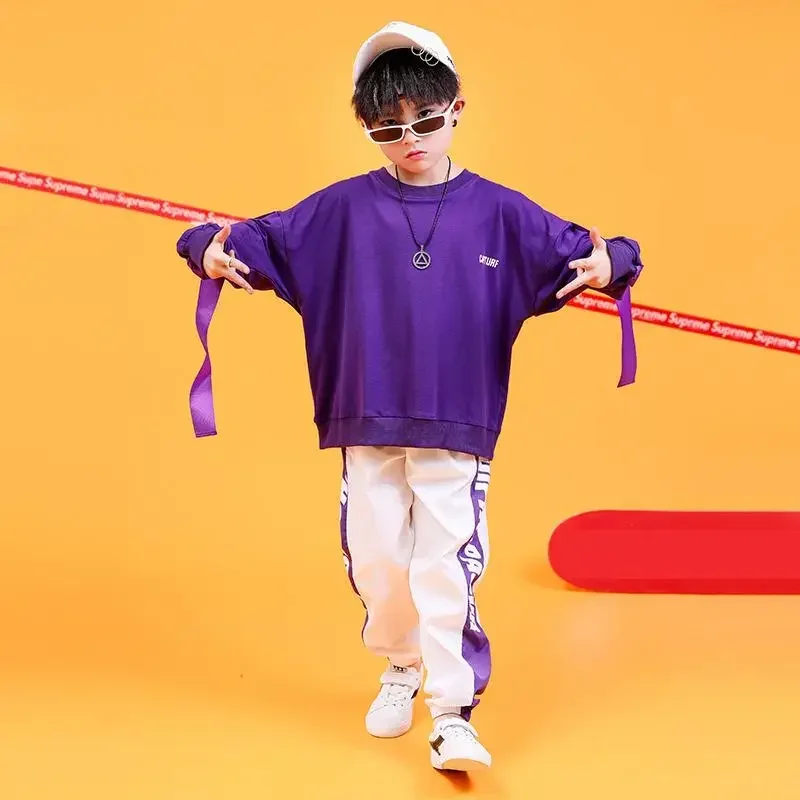 

Girls Boys Hip Hop Ballroom Dancing Costumes for Kids Cotton T Shirt Sweatshirt Jogger Pants Performance Show Jazz Dance Clothes