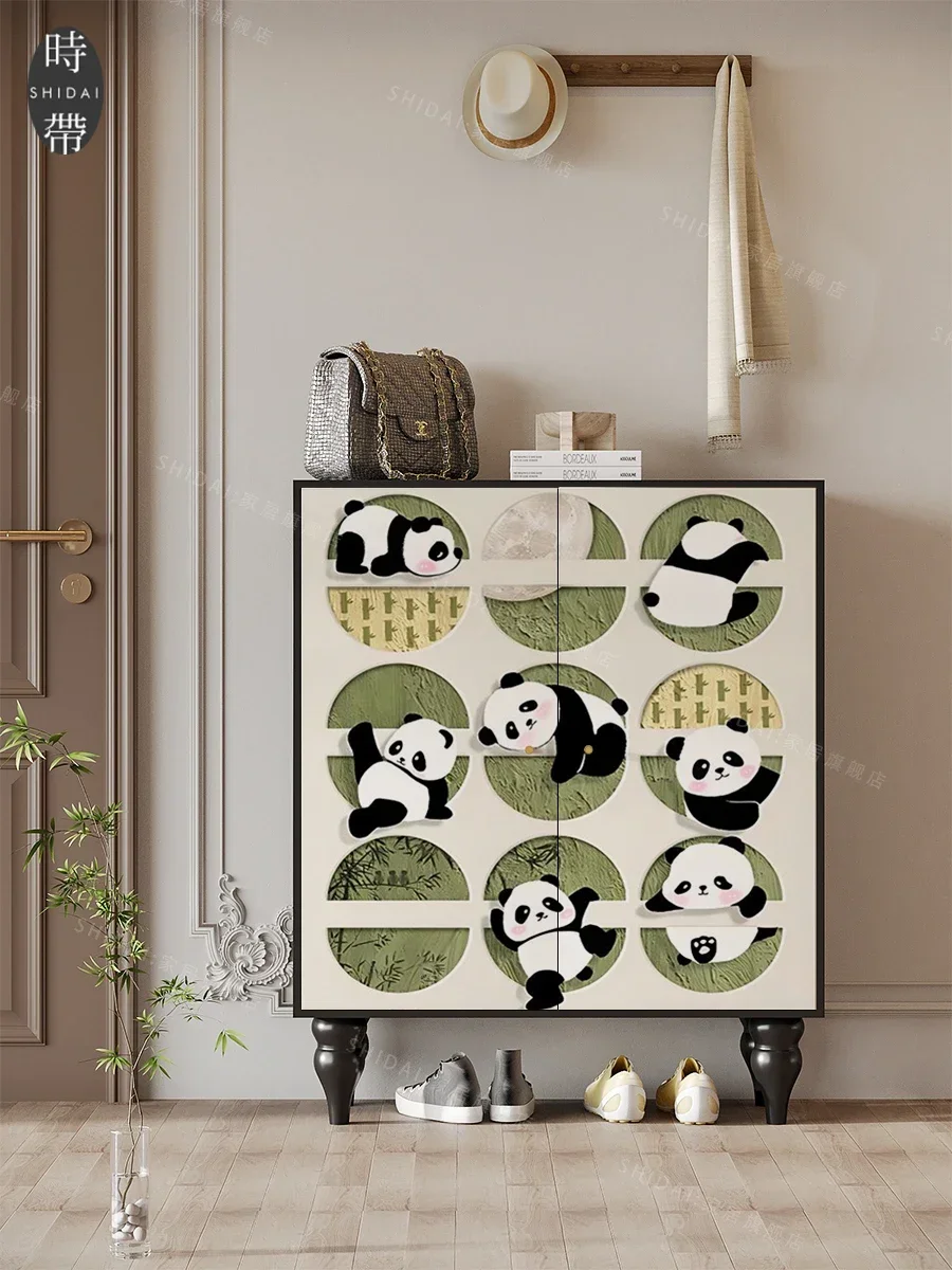 Modern Cream Style Double-Door Home Installation-Free Living Room Storage Locker