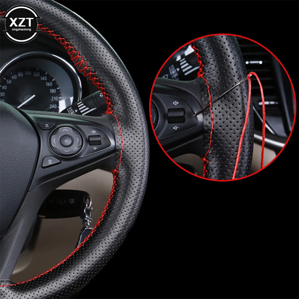 Hot Sale 42cm 45cm 47cm 50CM Car Truck Steering Wheel Cover Truck Bus DIY Handmade Genuine Leather Steering Wheel Cover