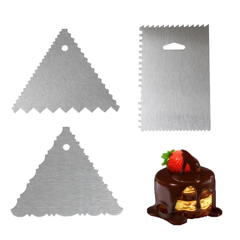 Stainless Steel Cream Scraper Dough Icing Fondant Spatulas Geometry Irregular Teeth Edge Cutters Cake Baking Decorating Tools