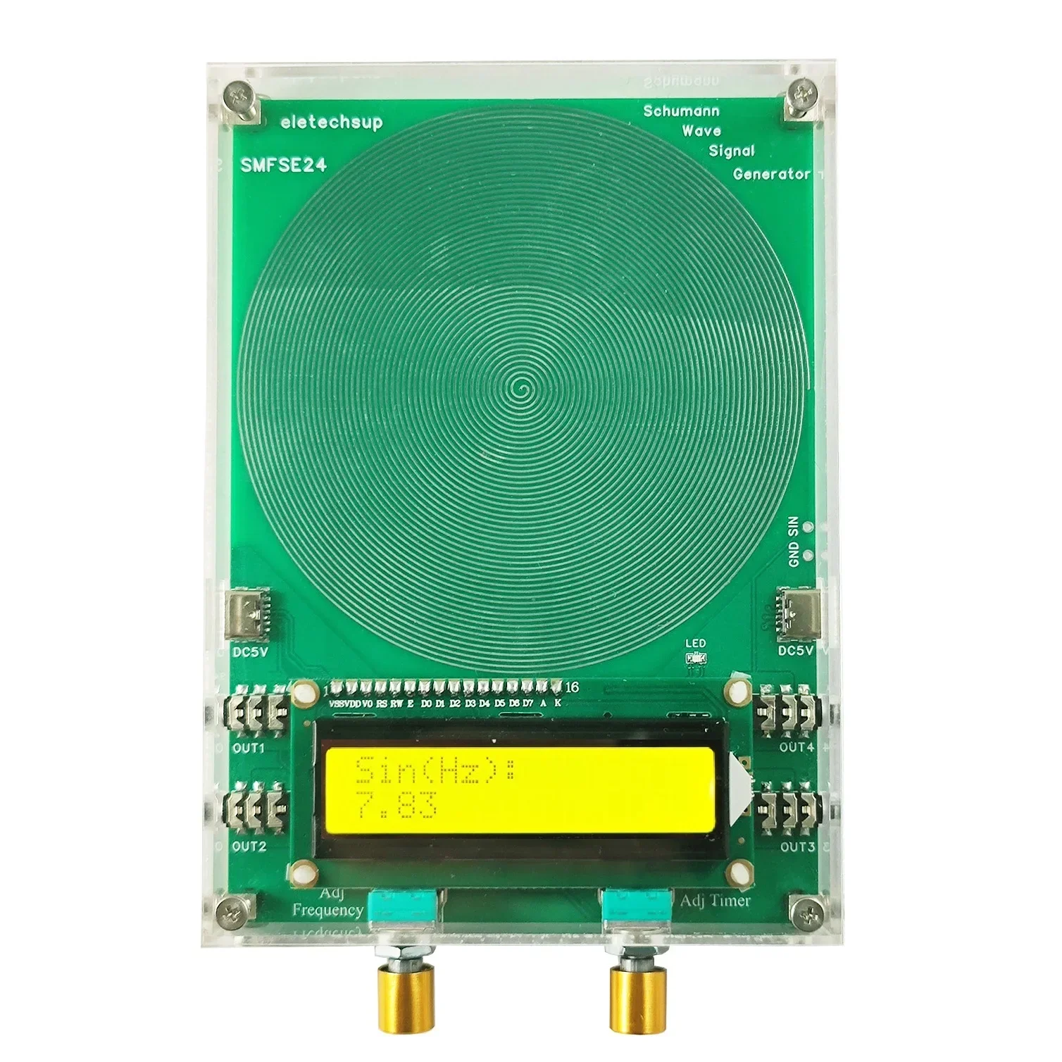 0.01Hz-100KHz Adjustable Pure Sine Wave Generator Schumann Resonance Module Dual Type-C Power Cycle Timing 3.5mm Audio Output