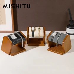 MISHITU Retro Solid Wood Watch Display Stand Watch Holder Jewelry Organizer Display Stand for Bracelet Wrist Watch Display Rack