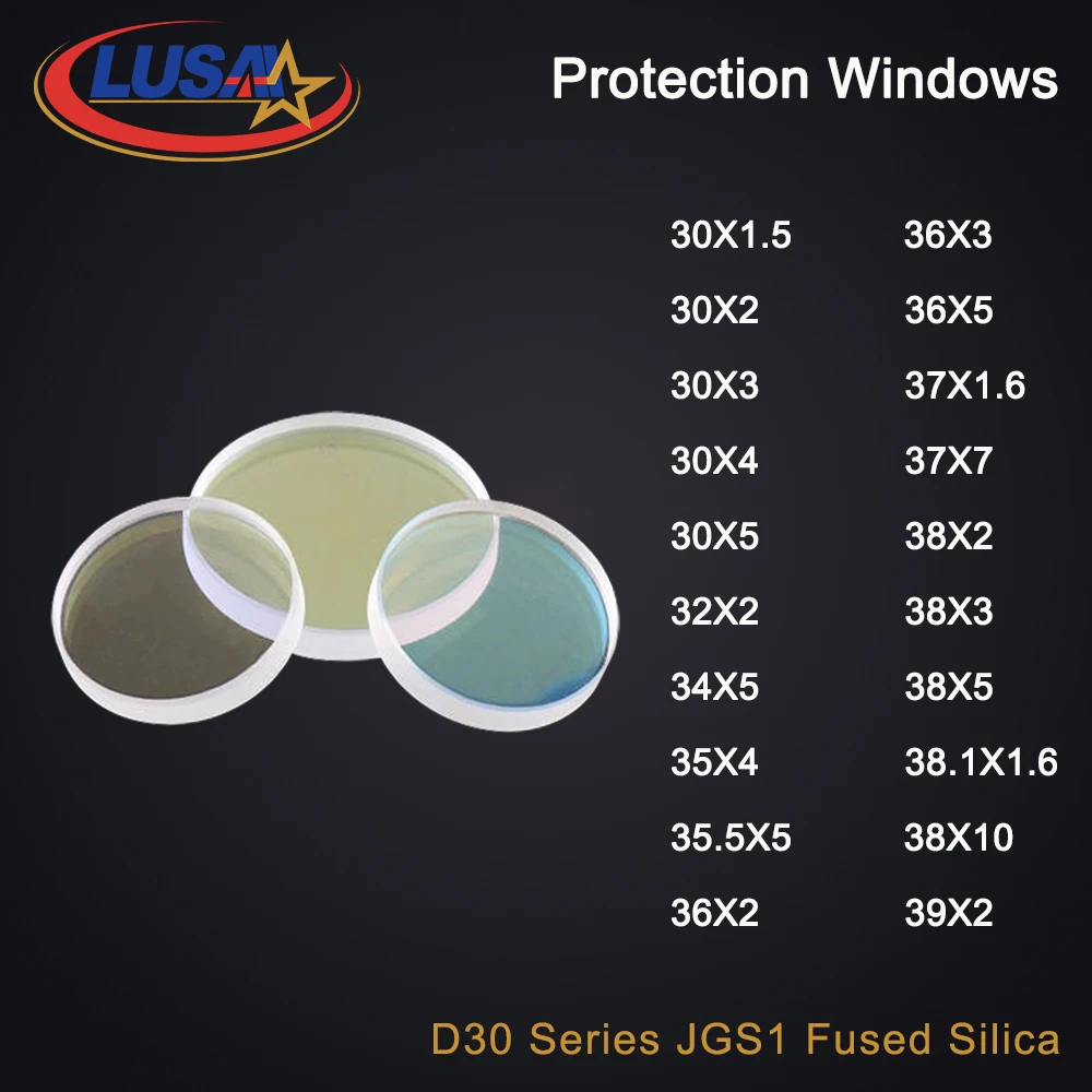 LUSAI Fiber Laser Lens Protective Windows Dia30/34/35/36/37 For Raytools Bodor WSX ProCutter Laser Head