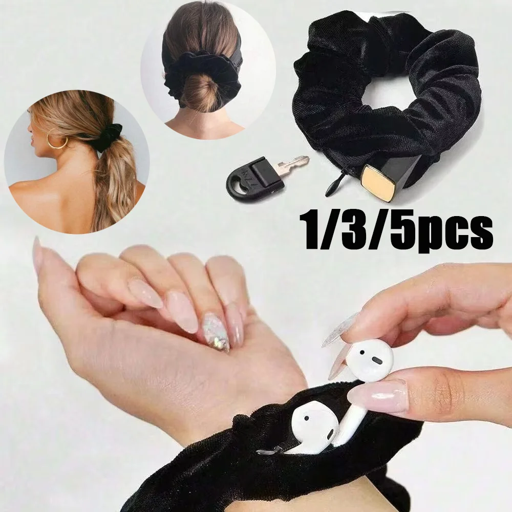 1/3/5pcs Portable ⁣Hidden Safe Sight Secret Hair Tie Storage Case Hair Scrunchie With Zipper Hide Key Cash jewelry Travel Outdoo
