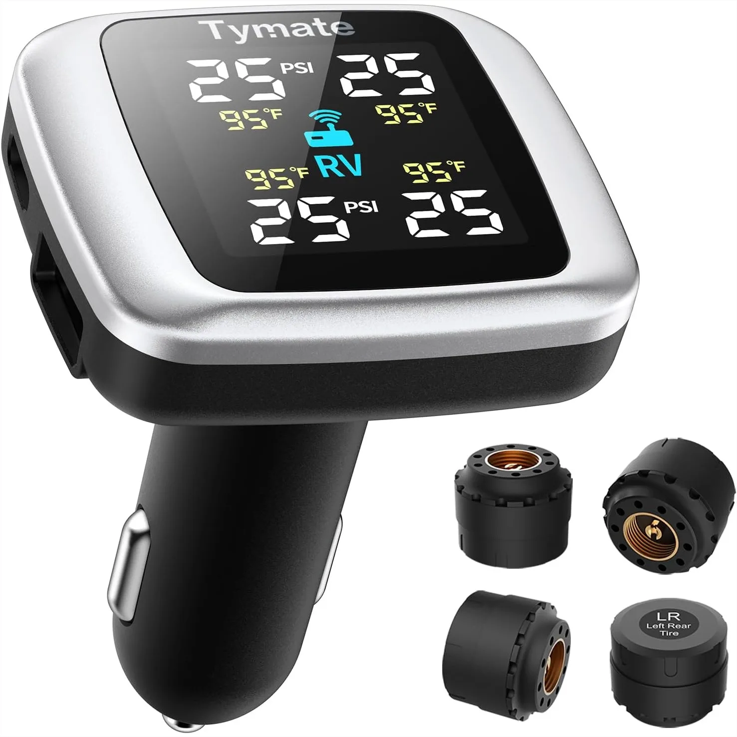 

Tire Pressure Monitoring System Wireless TPMS with 4 External Sensors & 6 Alarm Modes, Color Display for RV SUV MPV Truck Sedan