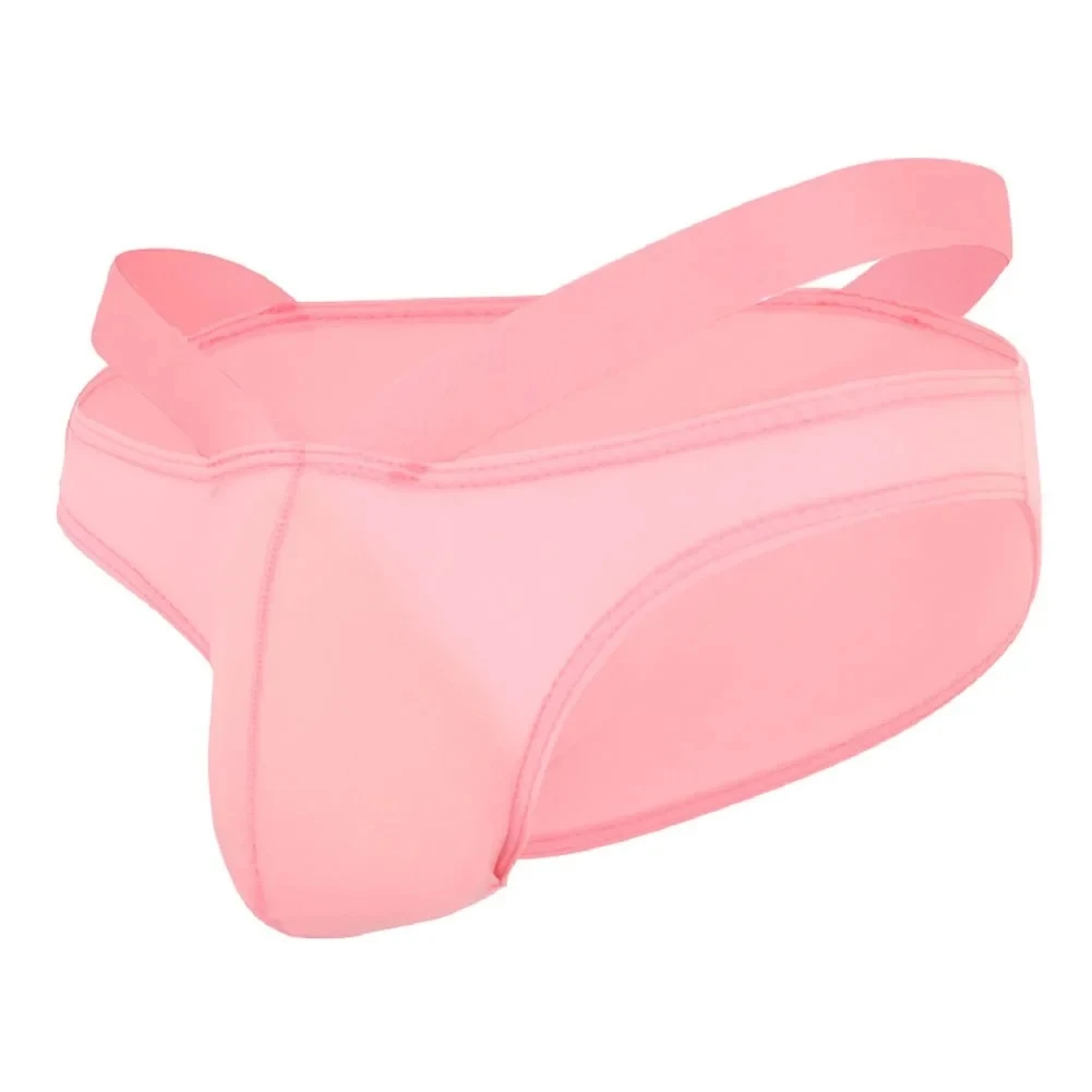 Men's Low Rise Cross Band Ice Silk Triangle Underwear Thin Smooth Fabric U Bulge Pouch Sexy Club Briefs