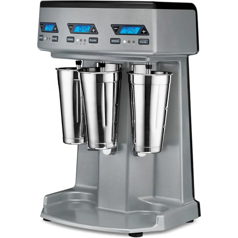 Heavy-Duty Triple Spindle Drink Mixer, Each Spindle Has Independent 1hp Motor, with Countdown Timer, Digital Display