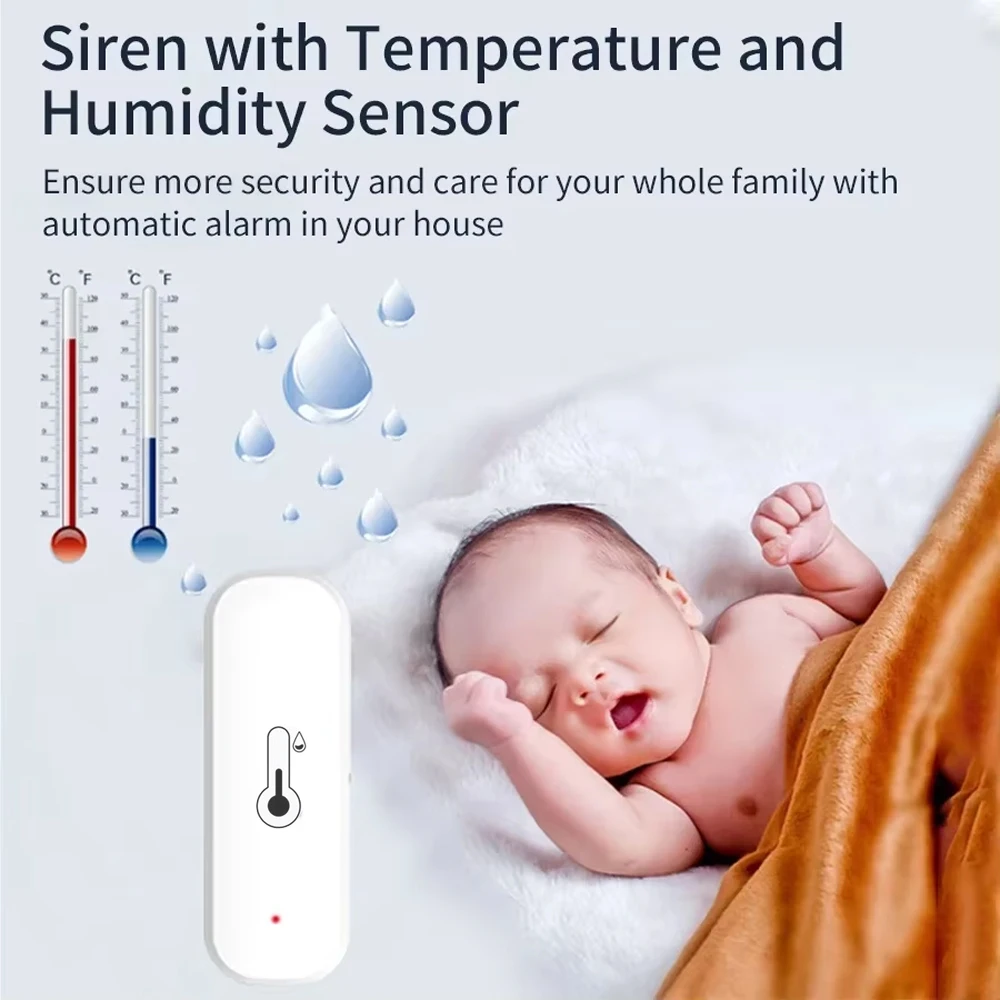 Tuya WiFi & Zigbee مستشعر درجة الحرارة والرطوبة الذكي مع جهاز مراقبة عن بعد وتنبيه إشعار التطبيق، مقياس حرارة داخلي عالي الدقة