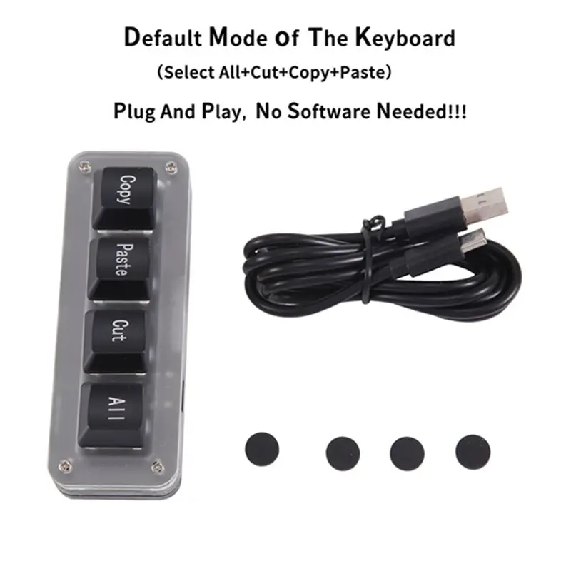 A29F-Mini 4-Key Select Copy Paste Cut All Macro Pad Shortcut One Handed Keyboard RGB Gaming Mechanical Keyboard OSU Key
