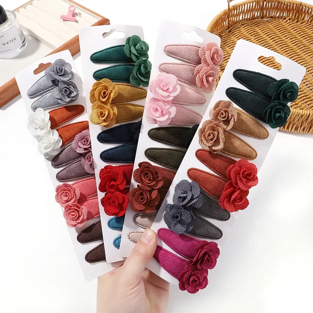 

10Pcs/set Girl Colorful Snap BB Clip Gorgeous Flower Hairpins Fashion Headwear Toddler Boutique Dot Hairclips Hair Accessories