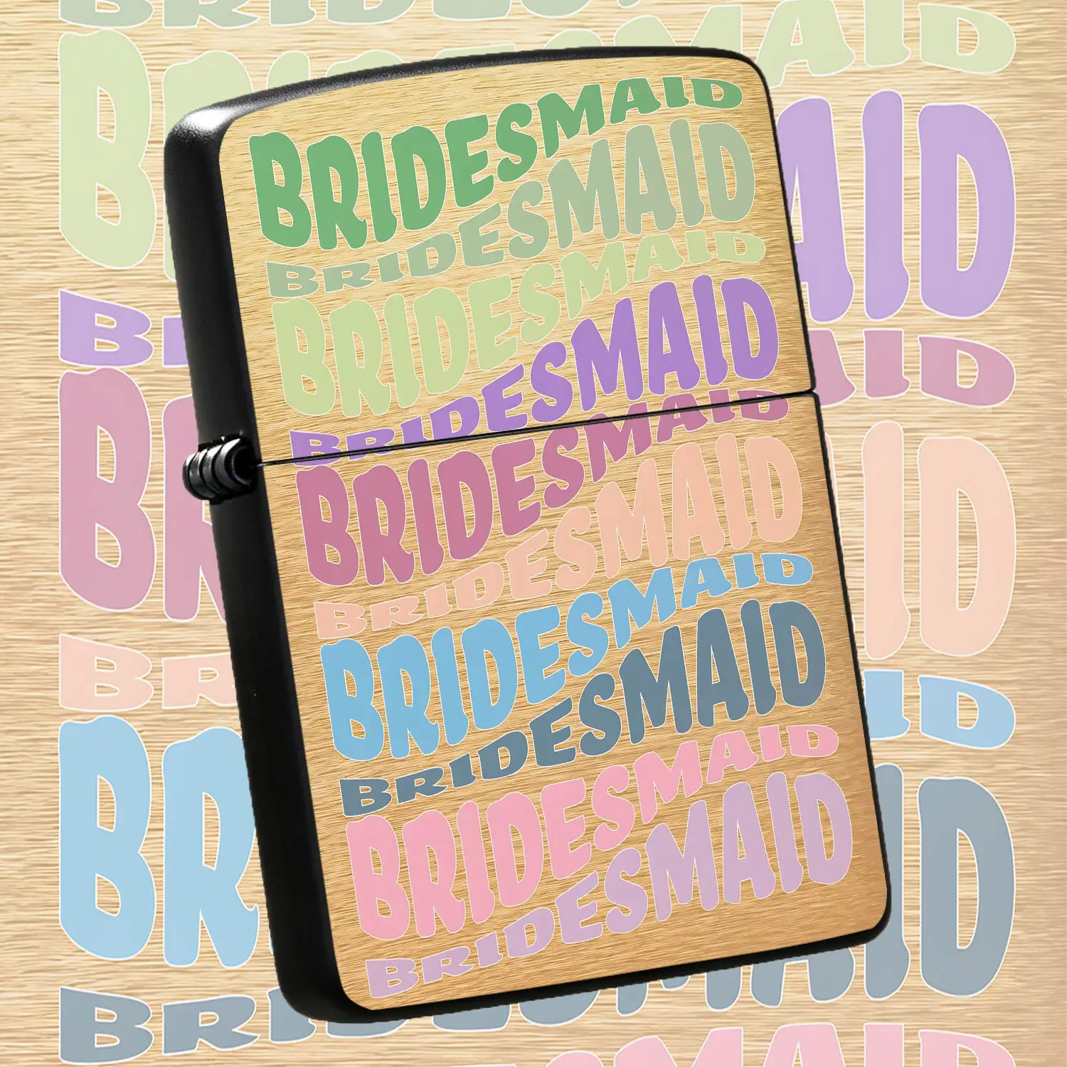 Bridesmaid Themed Lighter With Playful Repeated Letter Print, Fresh Macaron Color Delicate Decor, Ideal Wedding Favor Gift, Portable Practical Daily Ignition Tool, Suitable For Multiple Occasions As Lovely Festive Comm A Humorous And Intere