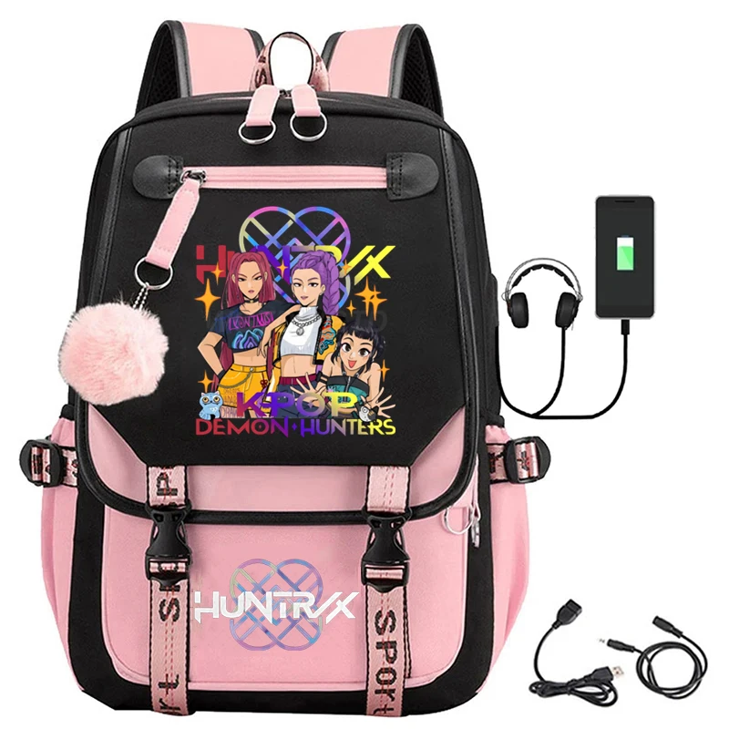 

KPop Demon Hunters Women's Backpack Usb Charging Teenager Travel Backpack Students Schoolbag K-Pop Demon Hunters Laptop Backpack