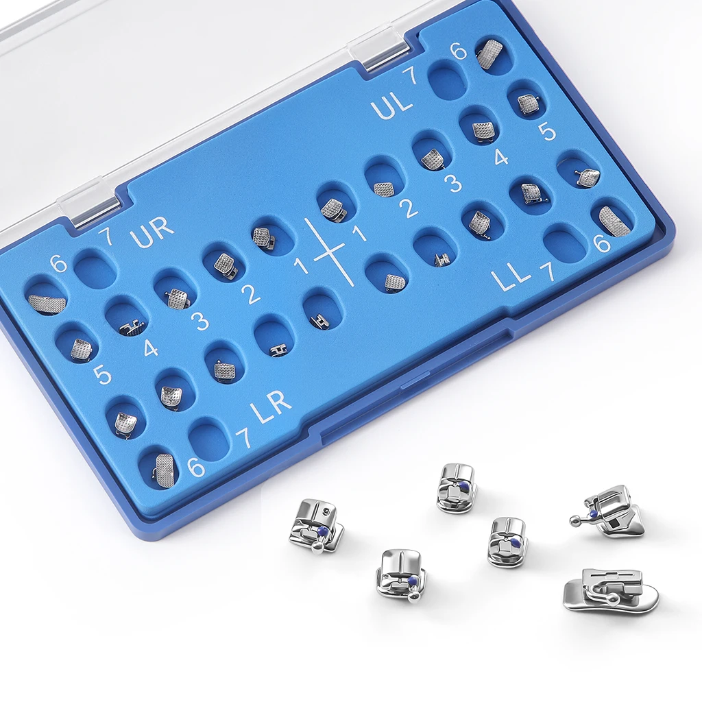 24 Stück AZDENT Zahnspangen, selbstligierende Brackets, Mini Roth/MBT.022, Haken 3 4 5, Bukkalröhrchen, MIM Monoblock-Basis – Detail 8