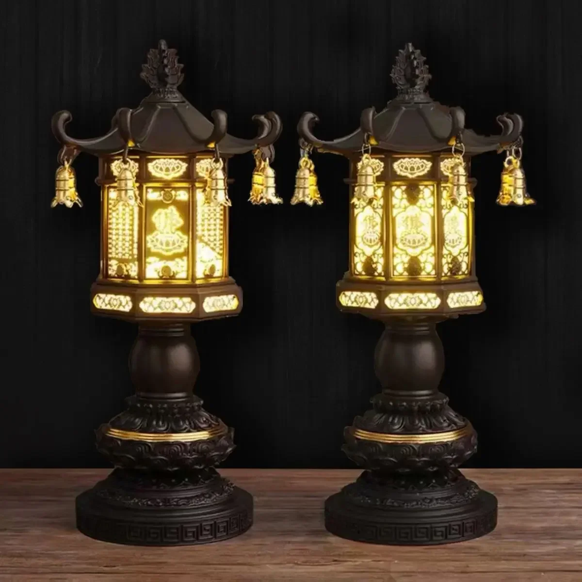 Offering Buddha Lotus Lamp LED Palace Everbright Lamp Lucky Treasure Guan Gong God of Wealth Floor Lamps