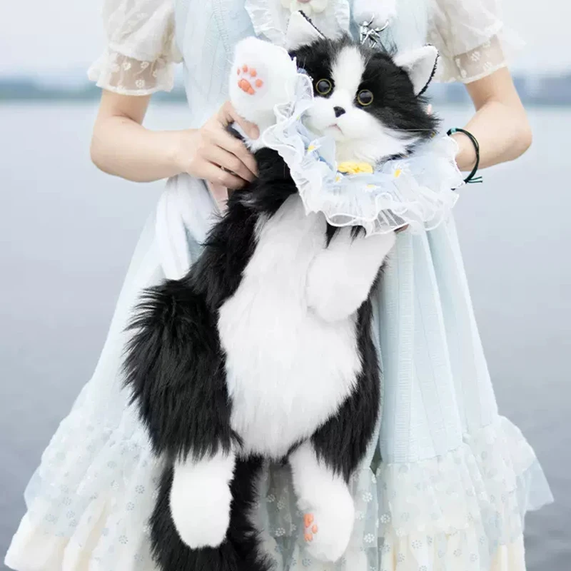 Pure handmade simulation plush cat backpack Trendy and fashionable doll cat bags Cat shopping bag suitable for birthday gifts