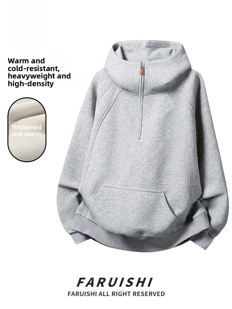 

2026 New Heavyweight Hooded Sweatirt Men's Winter Casual Warm Comfortable Zipper Couple's Jaet Polyester Cotton Blend