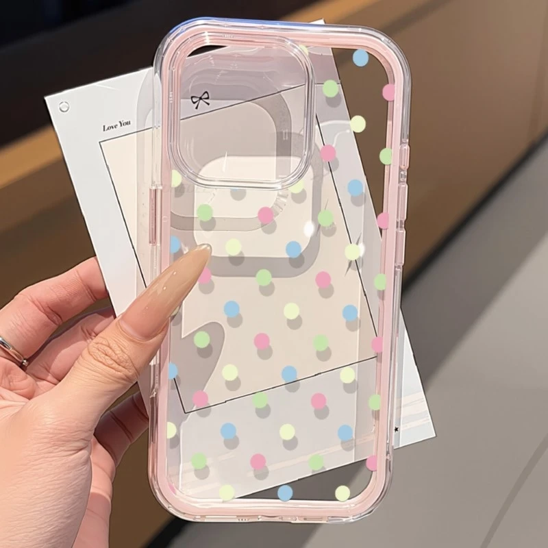 Colorful Polka Dot Pattern 2in1 Clear Case For Samsung S26 S25 S24 S23 S22 Ultra Plus A57 A37 A55 A54 A36 A35 A16 A17 A07 Cover